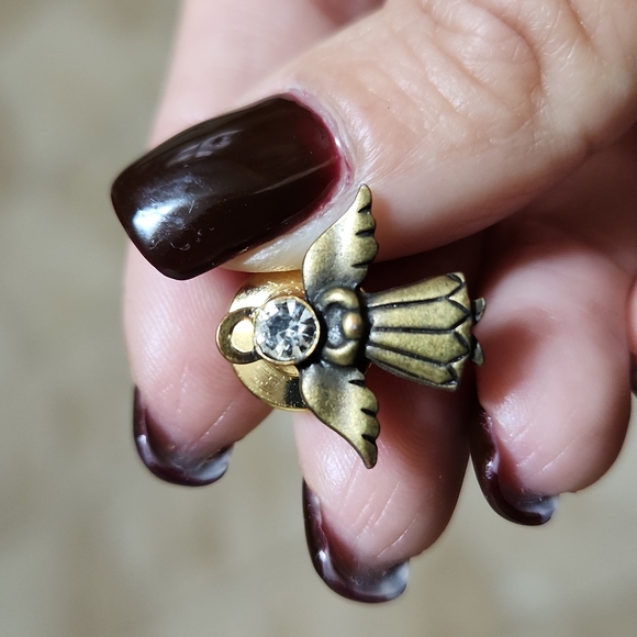 Vintage JJ Jonette Jewelry Tiny Angel Tack Pins Brass & Copper Set of 2 - Picture 3 of 4